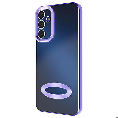 Samsung Galaxy A25 Uyumlu Kılıf Şeffaf Logo Gösteren Parlak Renkli Kenar Telefon Kılıfı Kapak