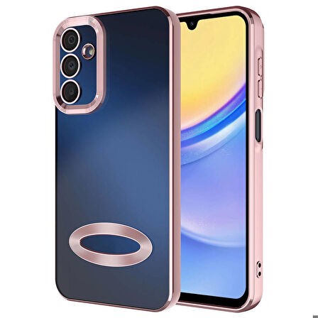Samsung Galaxy A25 Uyumlu Kılıf Şeffaf Logo Gösteren Parlak Renkli Kenar Telefon Kılıfı Kapak