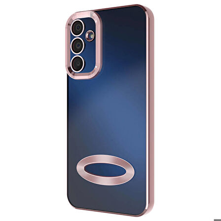 Samsung Galaxy A25 Uyumlu Kılıf Şeffaf Logo Gösteren Parlak Renkli Kenar Telefon Kılıfı Kapak