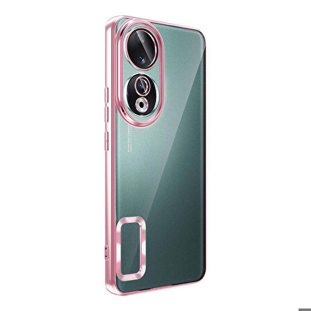 Honor 90 Uyumlu Kılıf Şeffaf Logo Gösteren Parlak Renkli Kenar Telefon Kılıfı Kapak