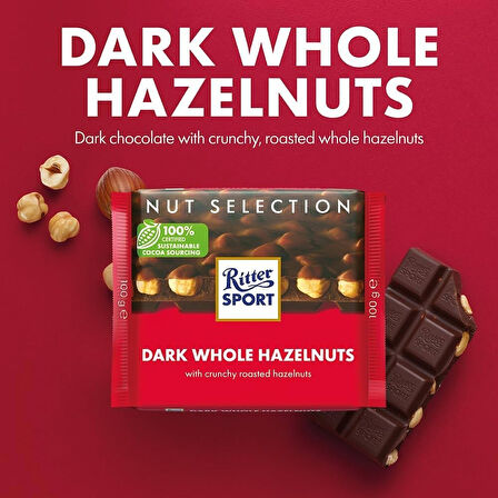 Ritter Sport Dark Whole Hazelnut Bi̇tter Çi̇kolata 100 Gr