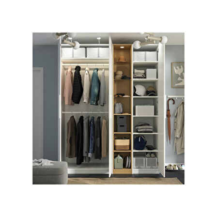 PAX gardırop, beyaz-meşe görünümlü, 185x60x236 cm