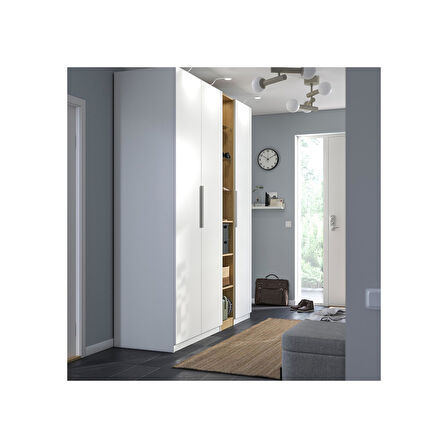 PAX gardırop, beyaz-meşe görünümlü, 185x60x236 cm