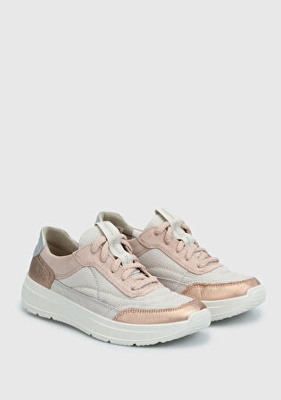 Bej Deri Kadın Sneaker