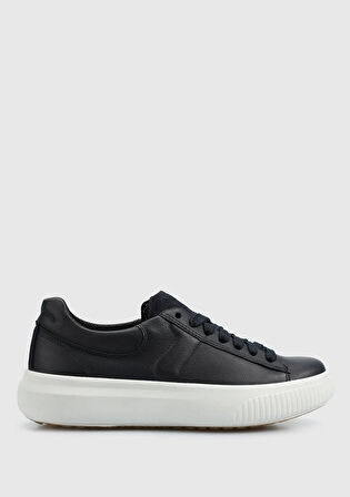 Lacivert Deri Kadın Sneaker