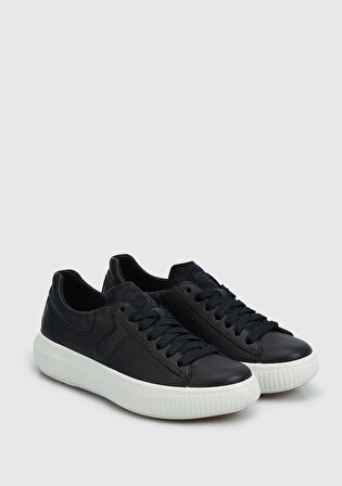 Lacivert Deri Kadın Sneaker
