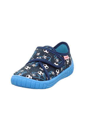 Superfit Bill Çocuk Lacivert Ev Kreş Ayakkabısı Futbol Desenli 000279-8080