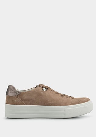 Bej Deri Kadın Sneaker