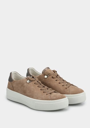 Bej Deri Kadın Sneaker