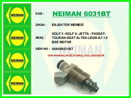 ENJEKTOR MEMESİ GOLF 5 -GOLF 6- JETTA - PASSAT-TOURAN-SEAT ALTEA-LEON-A3 1.6 BSE MOTOR 06A906031BT