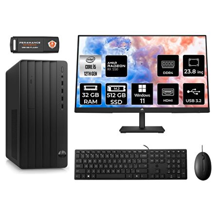 HP TOWER 290 G9 i5 12500 32GB RAM 512GB SSD RX550/4GB W11HOME 6D3A5EA MASAÜSTÜ PC & 23.8'' MONİTÖR