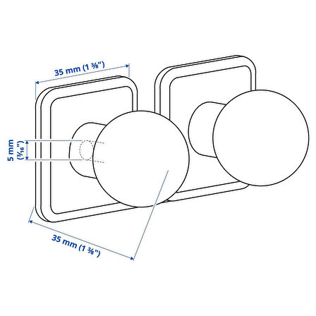 Topuz, krom kaplama, 25 mm, 2 adet