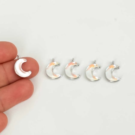 Mavi El Örgüsü Makrome Kedi Tasması 27 cm - Ay Figürlü Charm Şık Kedi Boyun Tasması
