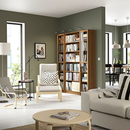 Cam kapaklı kitaplık, kahverengi ceviz görünüm, 160x202 cm