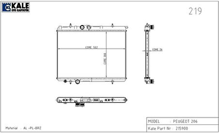 RADYATÖR P206 2.0 HDİ 1 SIRA ALB SİSTEM 1330 40 1330 B0 1330 53