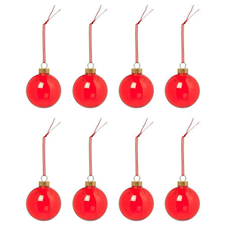Ağaç süsü, kırmızı, 6 cm, 8 adet