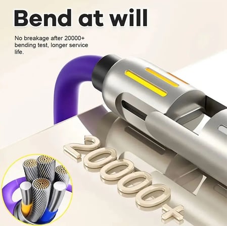 4 in 1 240w a kadar şarj destekli şarj kablosu usb-c lightning usb çok çıkışlı ışıklı hızlı şarj data kablosu