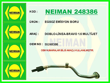 EGSOZ EMİSYON BORU DOBLO-LİNEA-BRAVO 1.6 MULTİJET 55248386