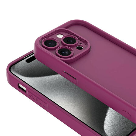 Apple iPhone 15 Pro Max ile Uyumlu Kılıf Kamera Korumalı Yüksek Kenarlı Kapak
