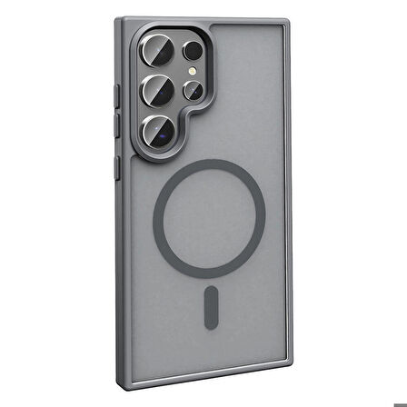 Samsung Galaxy S24 Ultra ile Uyumlu Kılıf Magsafe Şarj Özellikli Mat Arka Yüzeyli Kapak