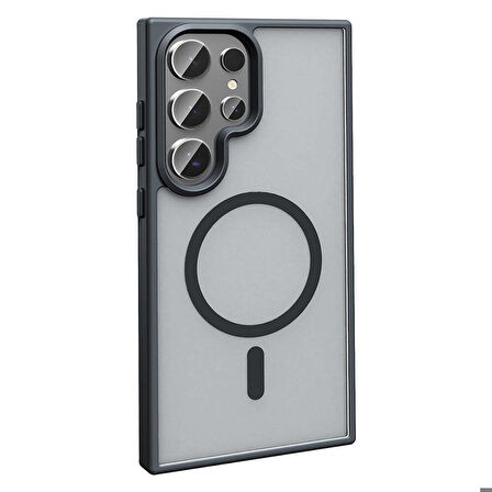 Samsung Galaxy S24 Ultra ile Uyumlu Kılıf Magsafe Şarj Özellikli Mat Arka Yüzeyli Kapak