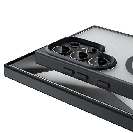 Samsung Galaxy S24 Ultra ile Uyumlu Kılıf Magsafe Şarj Özellikli Mat Arka Yüzeyli Kapak