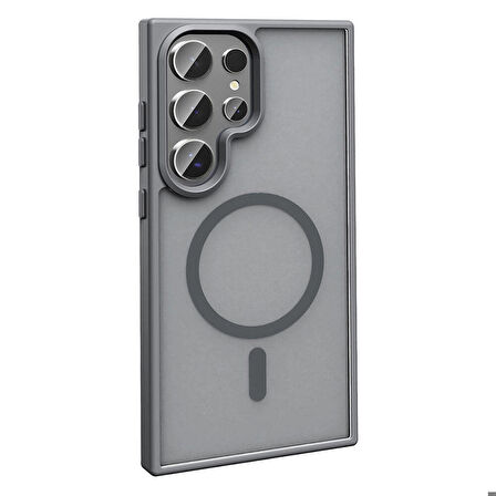 Samsung Galaxy S23 Ultra ile Uyumlu Kılıf Magsafe Şarj Özellikli Mat Arka Yüzeyli Kapak