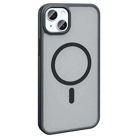 Apple iPhone 15 ile Uyumlu Kılıf Magsafe Şarj Özellikli Mat Arka Yüzeyli Kapak