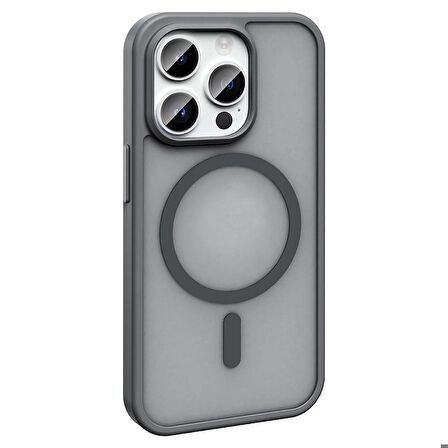 Apple iPhone 14 Pro Max ile Uyumlu Kılıf Magsafe Şarj Özellikli Mat Arka Yüzeyli Kapak