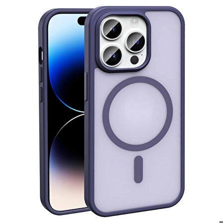 Apple iPhone 14 Pro ile Uyumlu Kılıf Magsafe Şarj Özellikli Mat Arka Yüzeyli Kapak