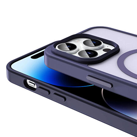 Apple iPhone 14 Pro ile Uyumlu Kılıf Magsafe Şarj Özellikli Mat Arka Yüzeyli Kapak