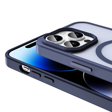 Apple iPhone 14 Pro ile Uyumlu Kılıf Magsafe Şarj Özellikli Mat Arka Yüzeyli Kapak