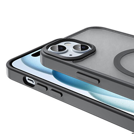 Apple iPhone 14 ile Uyumlu Kılıf Magsafe Şarj Özellikli Mat Arka Yüzeyli Kapak