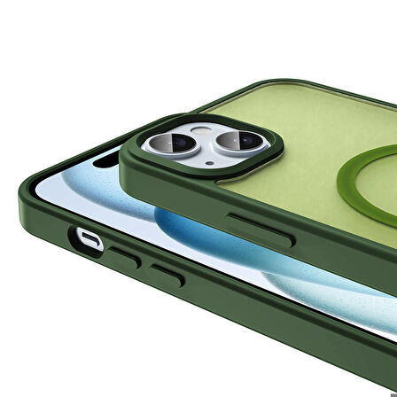 Apple iPhone 13 ile Uyumlu Kılıf Magsafe Şarj Özellikli Mat Arka Yüzeyli Kapak