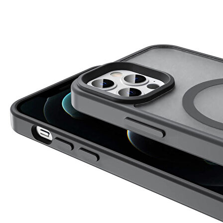 Apple iPhone 12 Pro ile Uyumlu Kılıf Magsafe Şarj Özellikli Mat Arka Yüzeyli Kapak