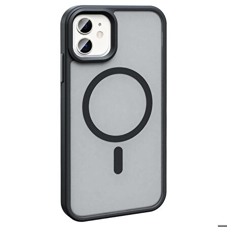 Apple iPhone 12 ile Uyumlu Kılıf Magsafe Şarj Özellikli Mat Arka Yüzeyli Kapak