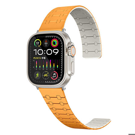 Apple Watch Ultra/Ultra2 49mm ile Uyumlu 20mm Çizgili Desenli Silikon Kordon