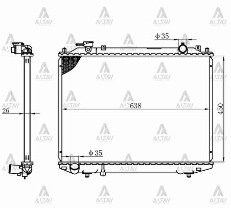 RADYATÖR SU B-2500 1997-2005 / BT-50 2005 4X4 / FORD RANGER 1996-2006 / 2006 4X4 26MM M-T BRAZING WL21 15 200A B