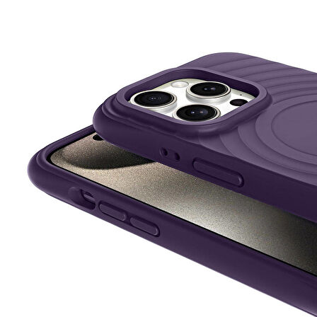 Apple iPhone 15 Pro Max ile Uyumlu Magsafe Şarj Özellikli Airbagli Mat Görünümlü Kapak