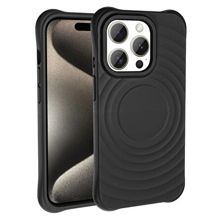 Apple iPhone 15 Pro Max ile Uyumlu Magsafe Şarj Özellikli Airbagli Mat Görünümlü Kapak