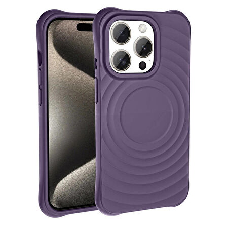 Apple iPhone 15 Pro ile Uyumlu Magsafe Şarj Özellikli Airbagli Mat Görünümlü Kapak