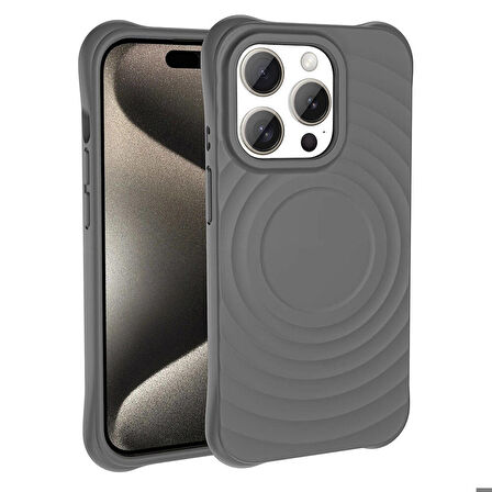 Apple iPhone 15 Pro ile Uyumlu Magsafe Şarj Özellikli Airbagli Mat Görünümlü Kapak