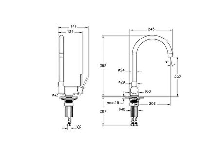 Artema Masterline Pencere önü eviye bataryası A43518