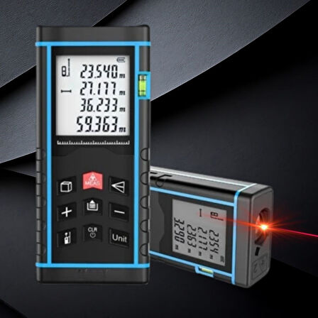 Profesyonel 40 Metre Dijital Lazer Metre Ölçüm Cihazı-LCD Ekranlı,Su Terazili,Pisagor Ölçüm Fonksiyonlu,20 Kayıt Hafızalı,Hassas Lazer Ölçer