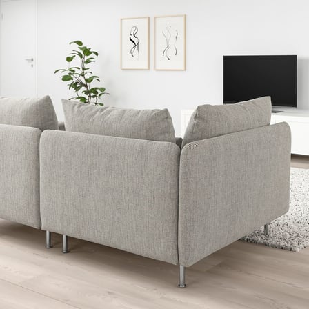 3'lü Kanepe, Bej-Kahverengi, Tek Kolçaklı