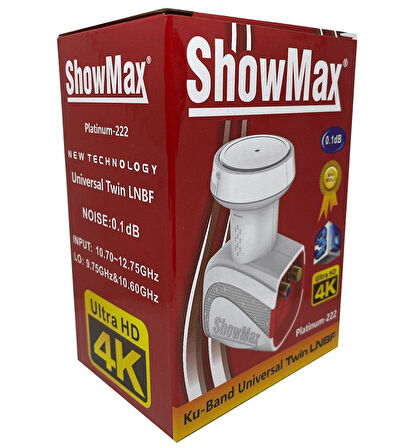 Showmax 2 Çıkışlı İkili Uydu Çanak Anten Uyumlu Elembi Lnb-Su Korumalı Kapaklı