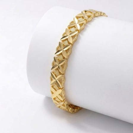 💎 Premium Şık ve Parlak Clovera 24K Gold Kaplama 8 mm Kadın Bijuteri Bileklik 3183KBV5D2 (~18cm)