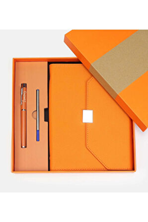 Turuncu Kutulu Defter Kalem Seti