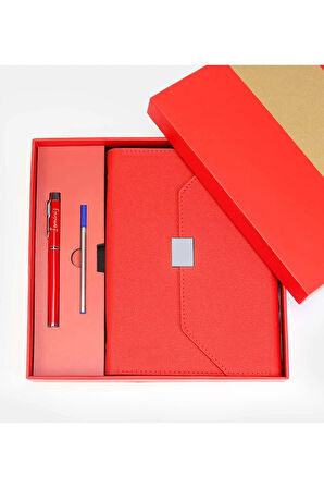 Kırmızı Kutulu Defter Kalem Seti