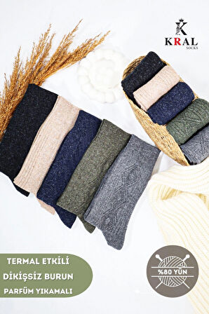 Erkek Kışlık (5 ÇİFT) Lambswool Yün Çorap Termal Etkili